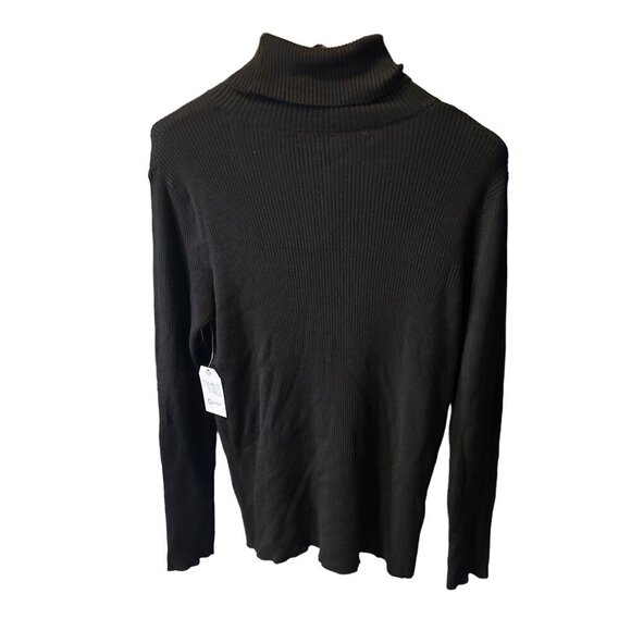 Time and Tru NWT Black Ribbed Long Sleeve Turtleneck Top SZ XXL - Picture 2 of 8